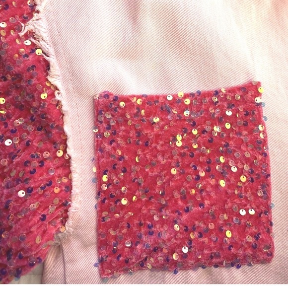 Fantastic Fawn Jacket Womens S Pink Sequin Shacket Western Festival Concert - Picture 9 of 11